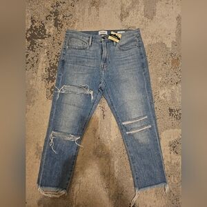Frame Crop Denim Womens Light Blue Distressed Skinny Jeans